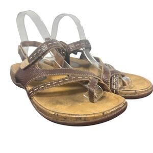 Naturalizer Brown Leather Strappy Sandals Size 9.5 Comfort Walking Cork Sole